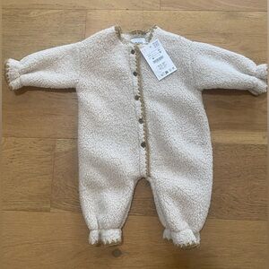 Zara Baby Cozy Cream Sherpa Kids Winter One Piece 3-6m NWT